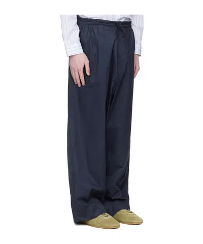 Hed Mayner Navy Drawstring Trousers In Blue