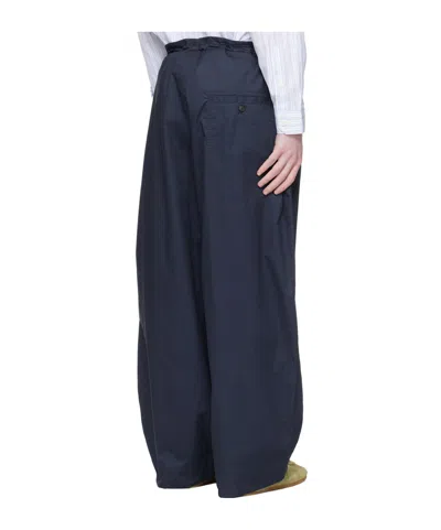 Hed Mayner Navy Drawstring Trousers In Blue