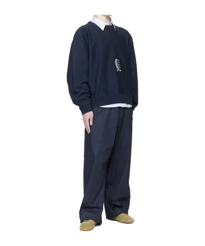 Hed Mayner Navy Drawstring Trousers In Blue