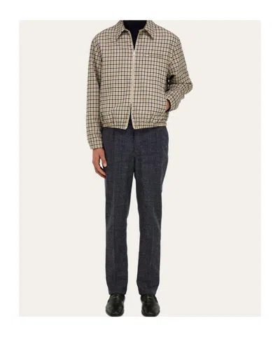 Ferragamo Check Bomber Jacket In Brown