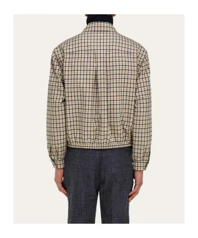 Ferragamo Check Bomber Jacket In Brown