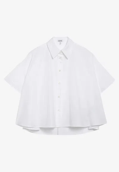 Loewe Logo-embroidered Cotton-poplin Shirt In White
