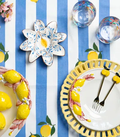Les-ottomans Ceramic Positano Lemons Starter Plate In Multi