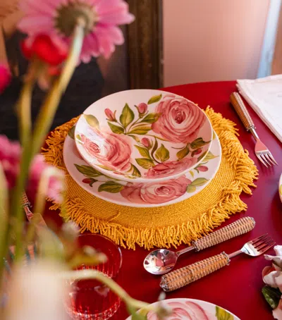 Les-ottomans Ceramic The Roses Plate In Multi