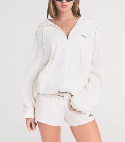 Nikeskims Womens Ivory Stretch Nylon Oversized Track Jacket Xxs In Neutral