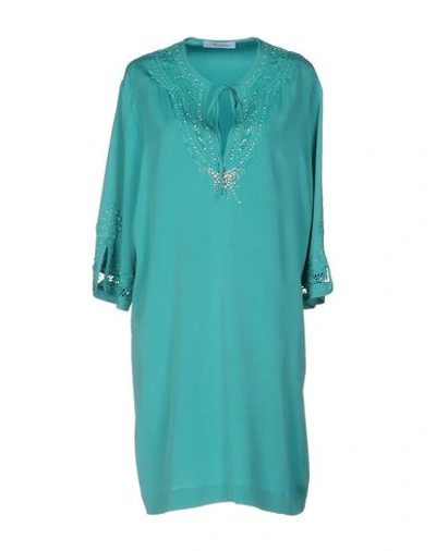 Blumarine Short Dress In Turquoise