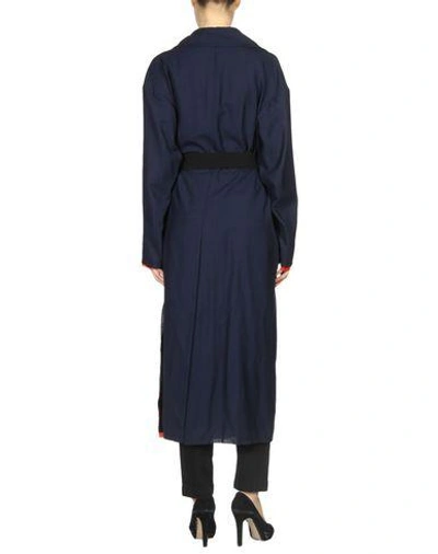 Shop Marni Belted Coats In Dark Blue