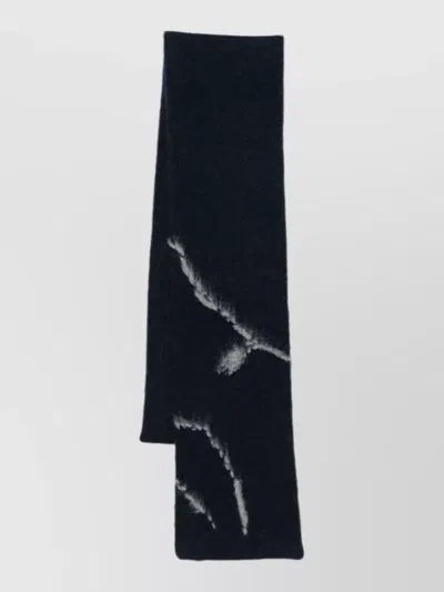 Dries Van Noten Long Rectangle Scarf Abstract Pattern Soft Texture In Black