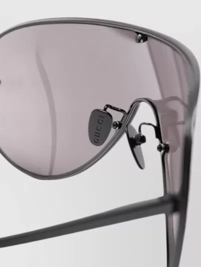 Gucci Sunglasses Curved Frame Tinted Lenses Nose Pads In Gray