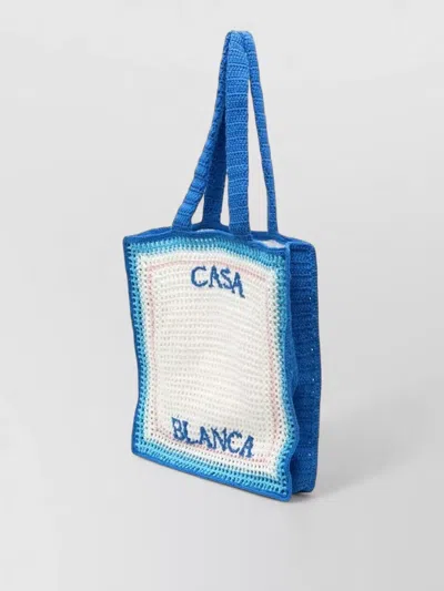 Casablanca Crochet Rectangular Tote Bag Dual Handles In Multi