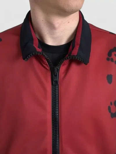 Dolce & Gabbana Leopard Pattern Polyester Bomber Full Zip In Black
