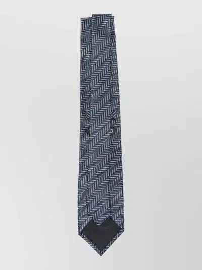 Tom Ford Silk Tie Chevron Pattern Pointed Tip In Blue