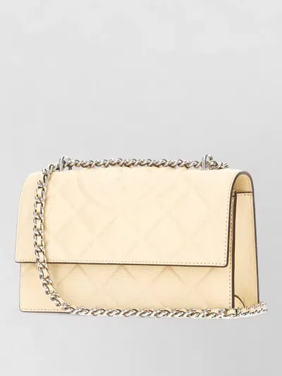 Tory Burch Fleming Leather Clutch Chain Strap In White
