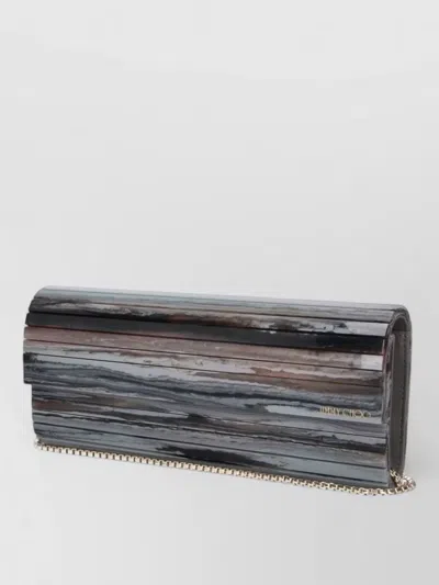 Jimmy Choo Rectangular Clutch Striped Pattern Chain Strap In Pattern