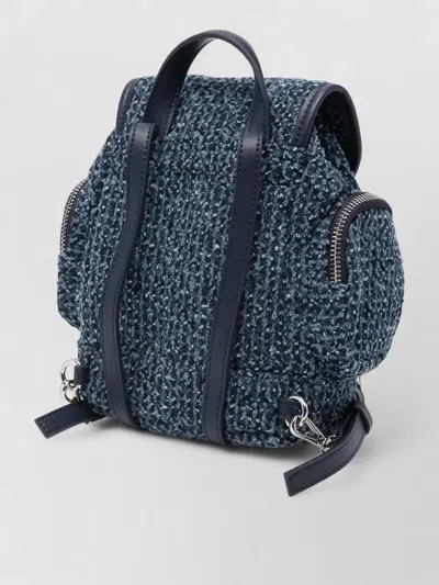 Ganni Small Denim Backpack Adjustable Straps Handle In Blue