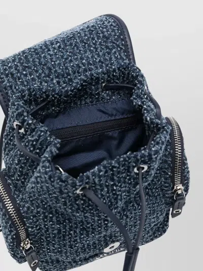 Ganni Small Denim Backpack Adjustable Straps Handle In Blue