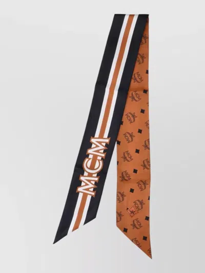 Mcm Rectangular Striped Scarf For Refined Occasions In Brown