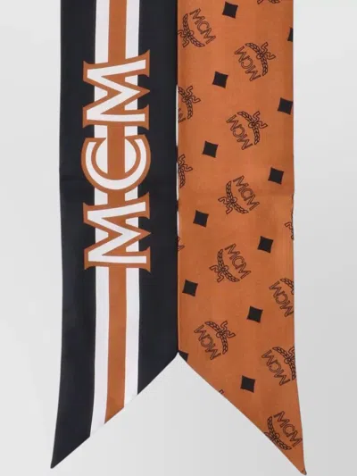Mcm Rectangular Striped Scarf For Refined Occasions In Brown