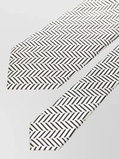 Tom Ford Silk Tie Herringbone Pattern Pointed Tip In Gray