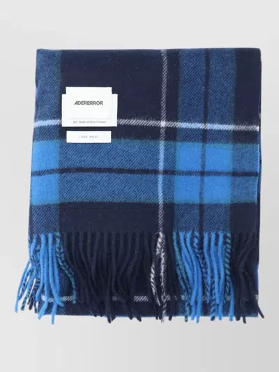 Ader Error Plaid Scarf Fringed Edges Soft Texture In Blue