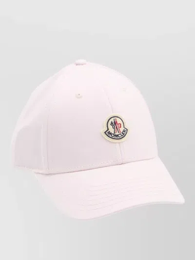 Moncler Gabardine Baseball Cap With Logo Patch In Pink