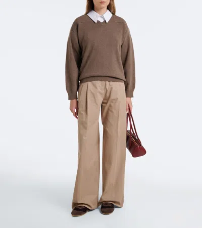 Jil Sander Wool-blend Sweater In Brown