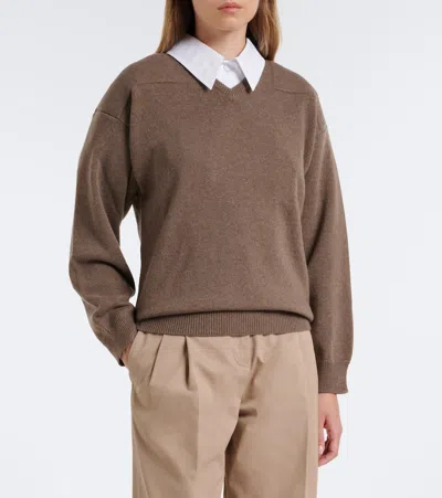 Jil Sander Wool-blend Sweater In Brown