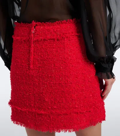 Dolce & Gabbana Cotton-blend Bouclé Miniskirt In Red