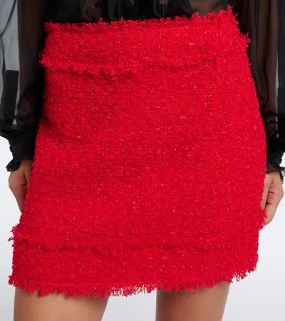Dolce & Gabbana Cotton-blend Bouclé Miniskirt In Red