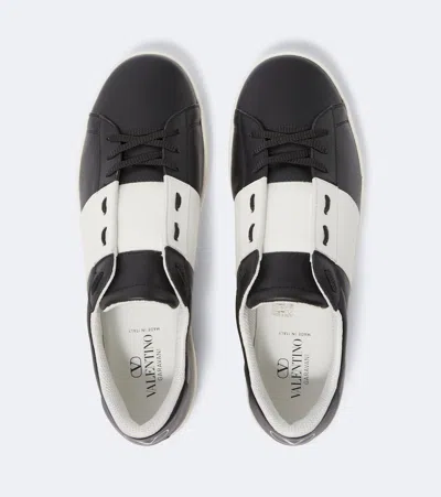 Valentino Garavani Open Leather Sneakers With Contrast Band And Stud Details Shoes In Black