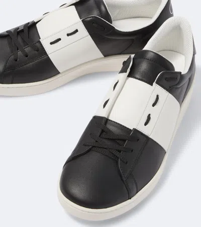 Valentino Garavani Open Leather Sneakers With Contrast Band And Stud Details Shoes In Black