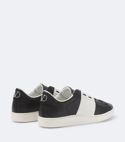 Valentino Garavani Open Leather Sneakers With Contrast Band And Stud Details Shoes In Black