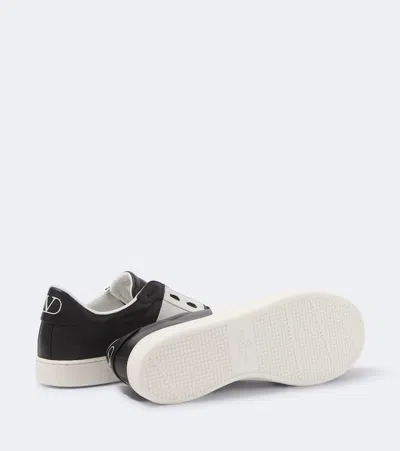 Valentino Garavani Open Leather Sneakers With Contrast Band And Stud Details Shoes In Black