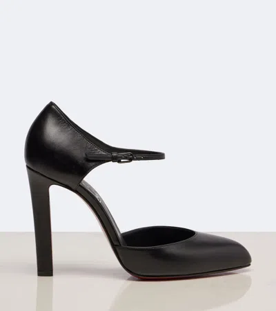 Christian Louboutin 100mm Fanny Demie Leather Ankle-strap Pumps In Black