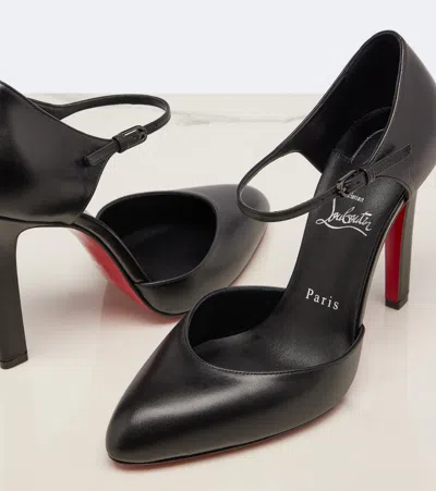 Christian Louboutin 100mm Fanny Demie Leather Ankle-strap Pumps In Black