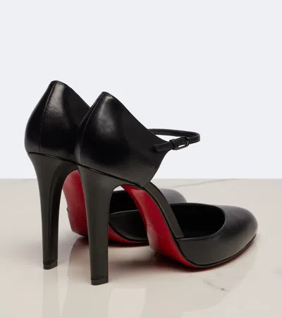 Christian Louboutin 100mm Fanny Demie Leather Ankle-strap Pumps In Black