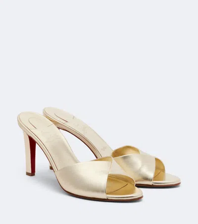 Christian Louboutin 85mm Fanny Metallic Leather Slide Sandals In Gold