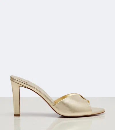 Christian Louboutin 85mm Fanny Metallic Leather Slide Sandals In Gold