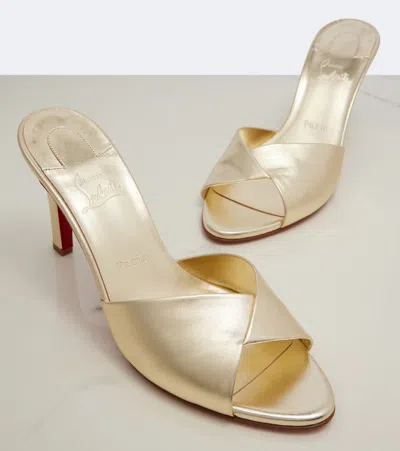 Christian Louboutin 85mm Fanny Metallic Leather Slide Sandals In Gold