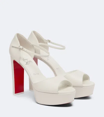 Christian Louboutin Sandaloo 130 Leather Platform Sandals In White