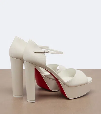 Christian Louboutin Sandaloo 130 Leather Platform Sandals In White