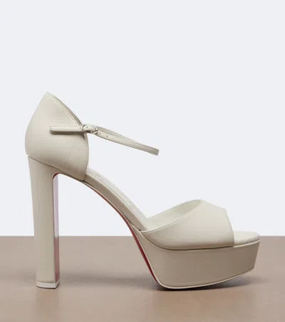 Christian Louboutin Sandaloo 130 Leather Platform Sandals In White