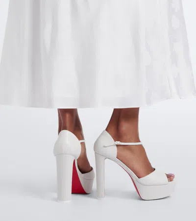 Christian Louboutin Sandaloo 130 Leather Platform Sandals In White