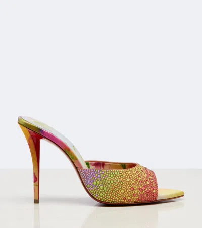Christian Louboutin Miss Z 100 Crystal-embellished Satin Mules In Multi
