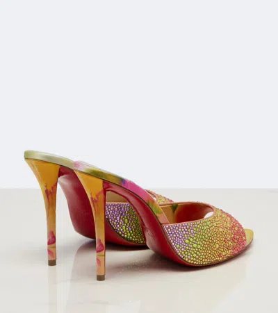 Christian Louboutin Miss Z 100 Crystal-embellished Satin Mules In Multi