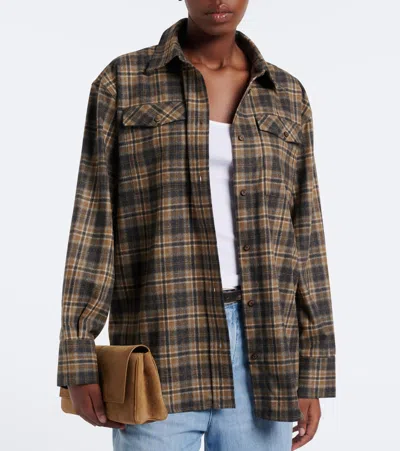 Rohe Róhe Checked Wool-blend Overshirt In Brown