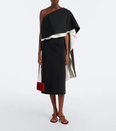 Rohe One-shoulder Caped Wool-blend Top In Multi