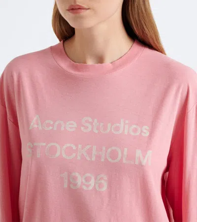 Acne Studios Logo Cotton And Hemp Jersey T-shirt In Pink
