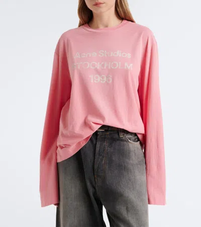 Acne Studios Logo Cotton And Hemp Jersey T-shirt In Pink