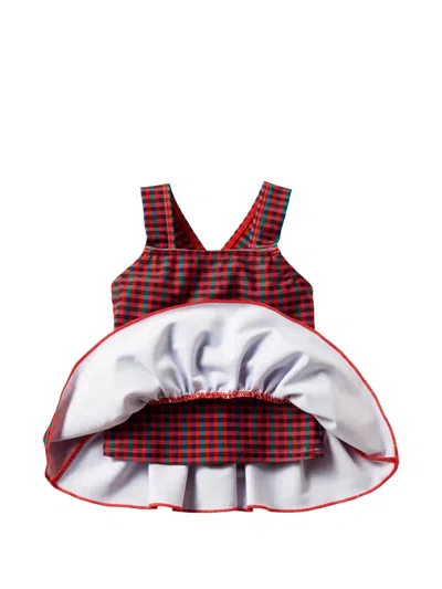 Familiar Gingham-check Ruffled Bikini In Red